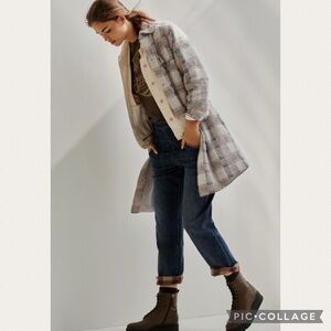 Anthropologie Pilcro Ultra High-Rise Plaid- Trimmed Boyfriend Jeans